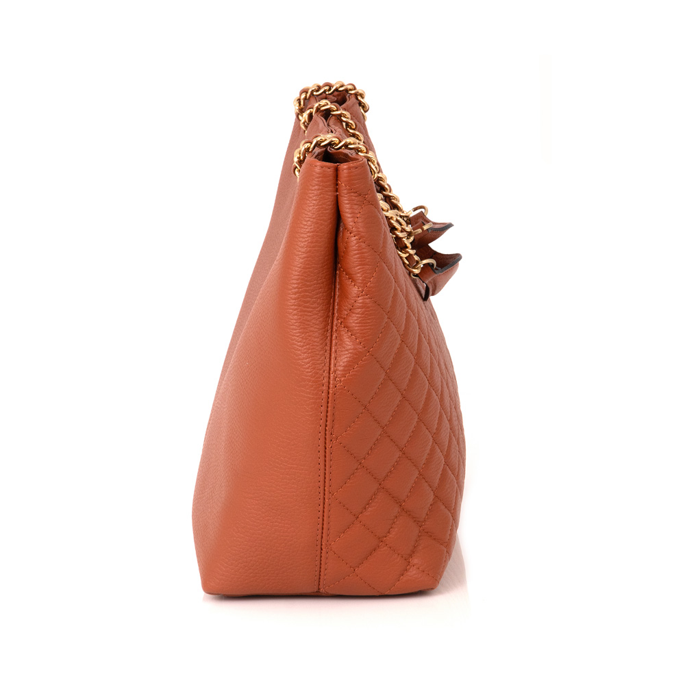 BOLSA GRANDE CARAMELO CAMEL DE COURO MATELASSÊ CARINA image number 1
