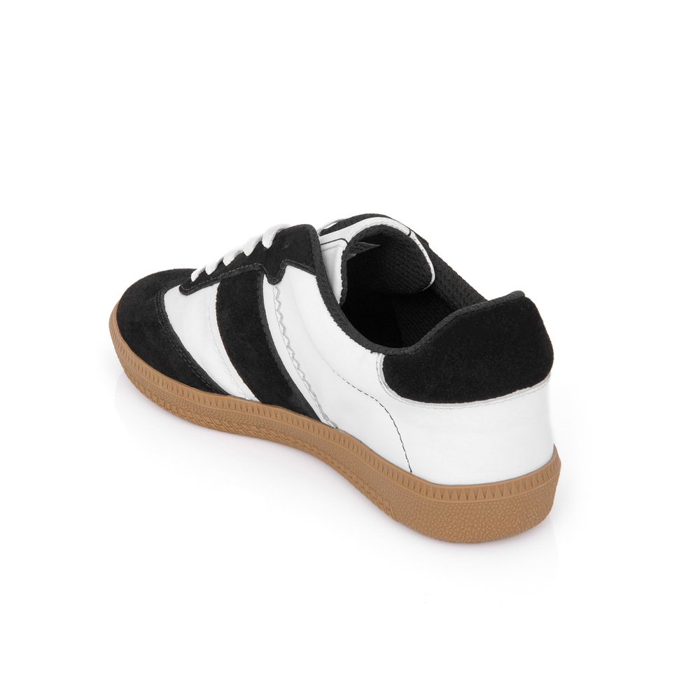 T&Ecirc;NIS FEMININO DE COURO PRETO E BRANCO SOLA BEGE image number 2