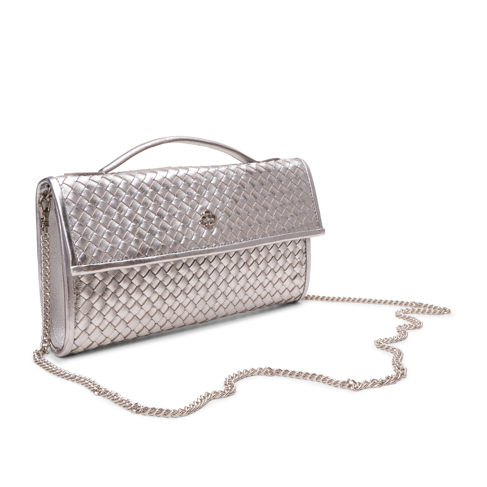 BOLSA CLUTCH PRATEADA DE COURO TRESSÊ image number 1