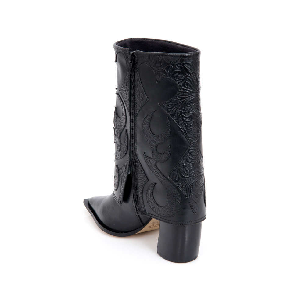 BOTA WESTERN PRETA DE COURO FLORATTA image number 2