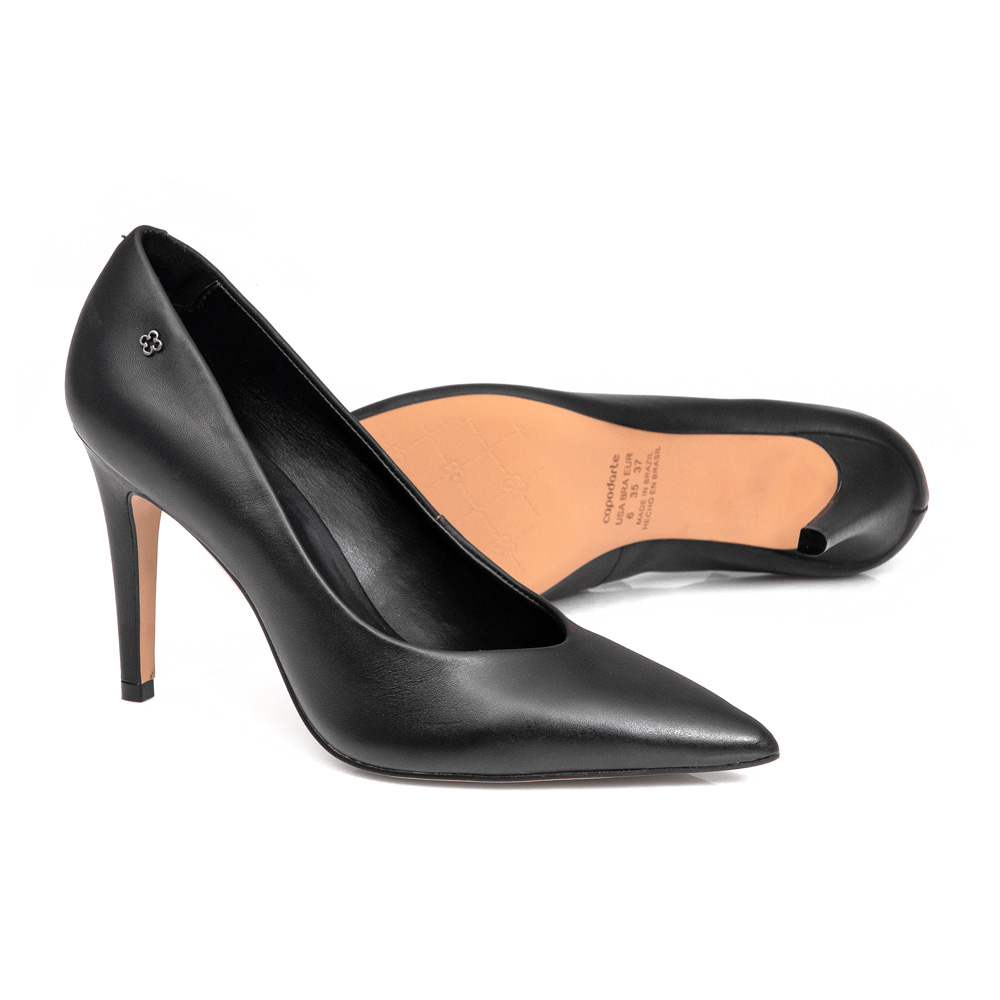 SCARPIN PRETO SALTO ALTO FINO DE COURO image number 3