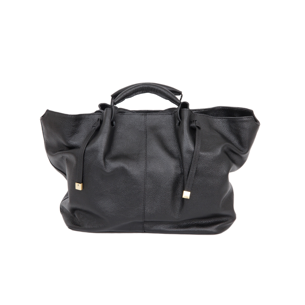BOLSA MÉDIA COURO PRETA SHOPPER image number 3