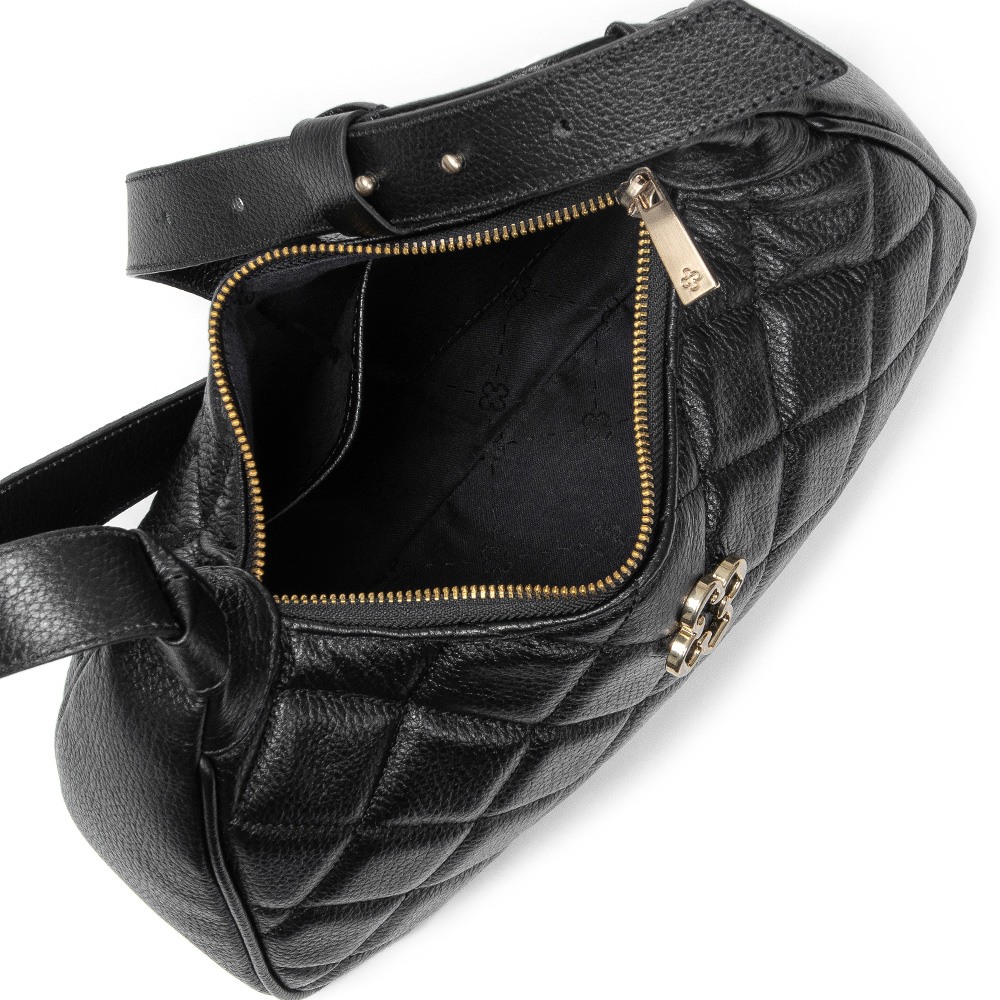 BOLSA COURO PRETA HOBO MATELASS&Ecirc; image number 4