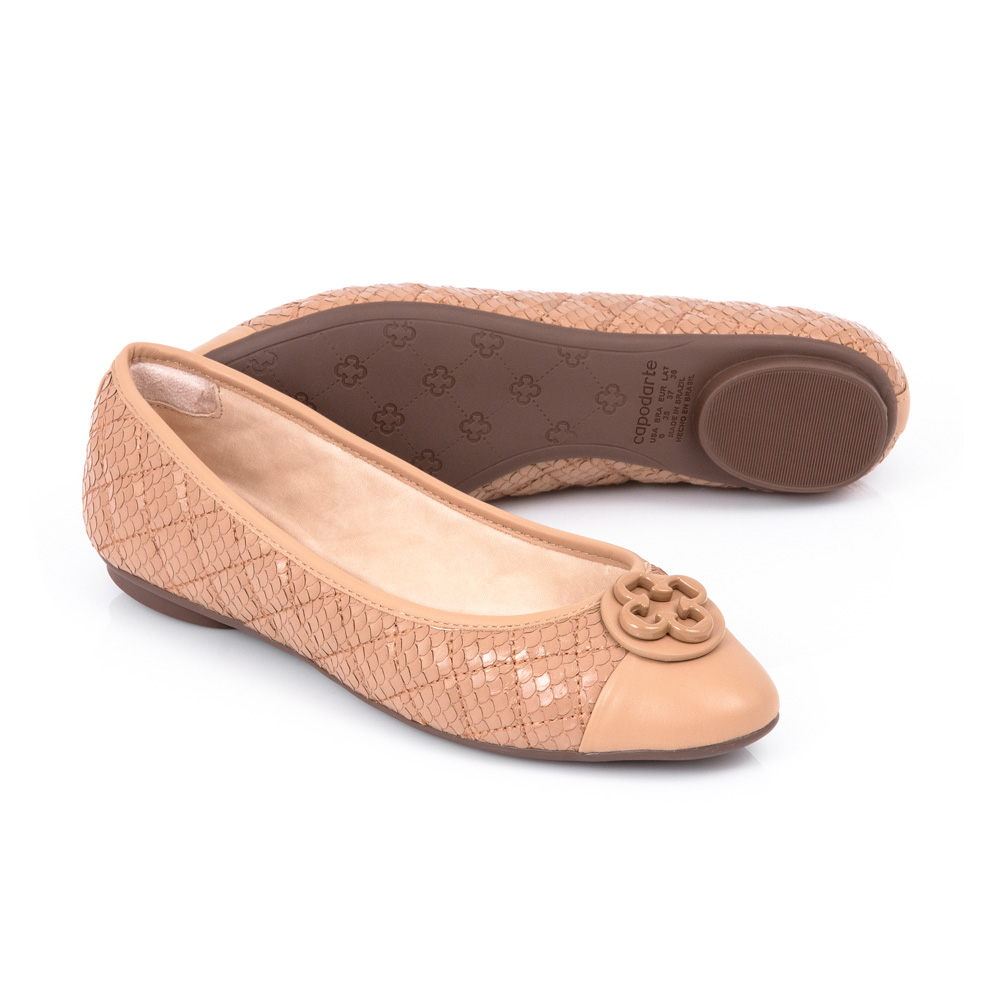 SAPATILHA CATHERINE MODERNIT&Aacute; BEGE NATURALE DE COURO MATELASS&Ecirc; image number 3