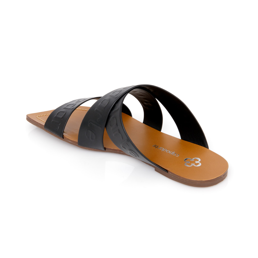 CHINELO RASTEIRA PRETO DE COURO BICO QUADRADO image number 2