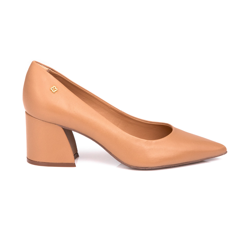 SCARPIN COURO SALTO BLOCO BEGE image number 0