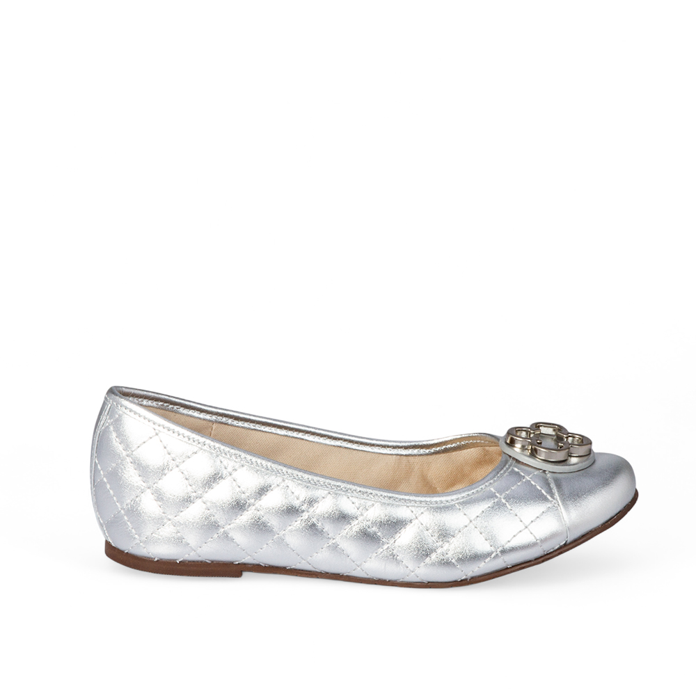 SAPATILHA INFANTIL PRATEADA DE COURO MATELASS&Ecirc; image number 0