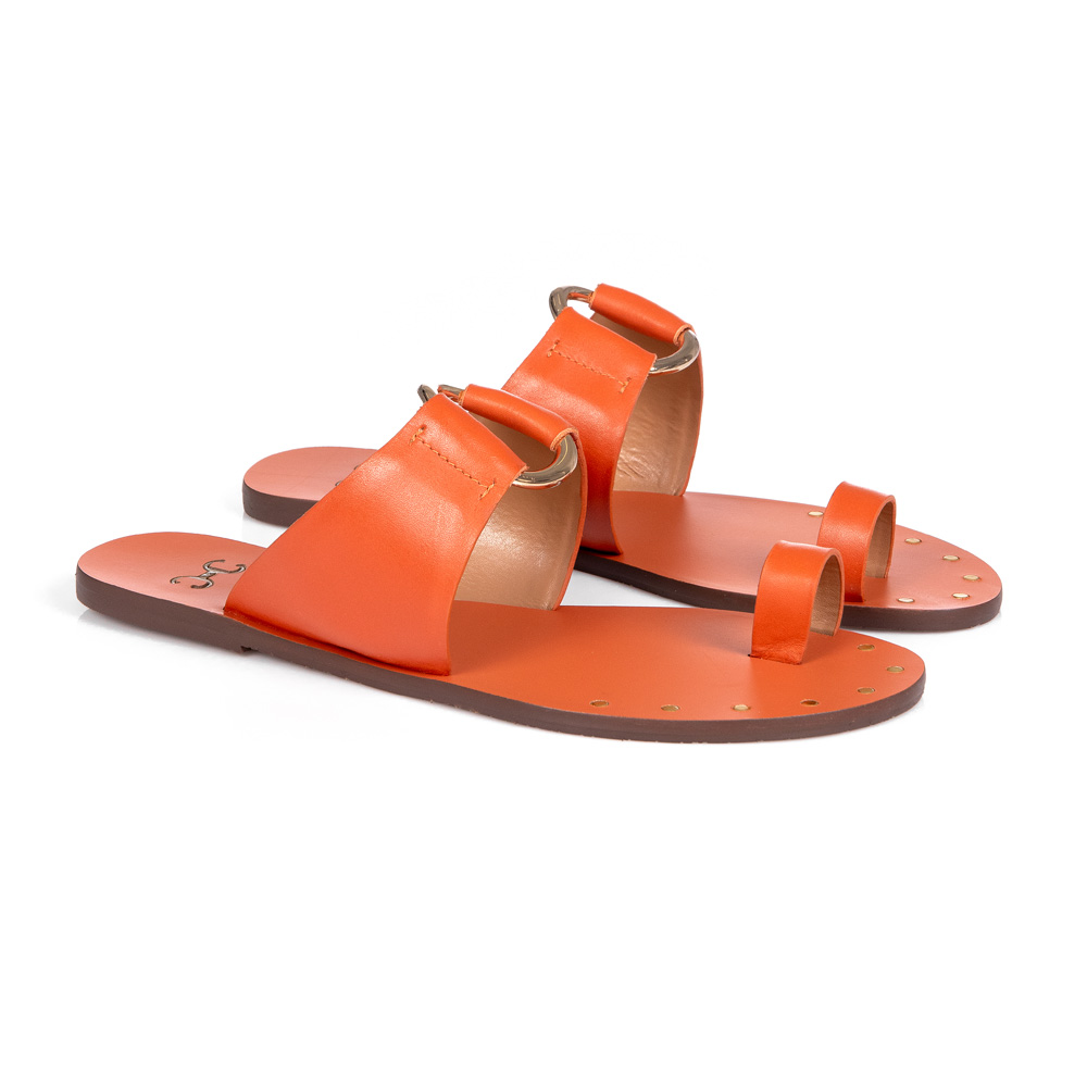 CHINELO RASTEIRO LARANJA DE COURO ARGOLA image number 1