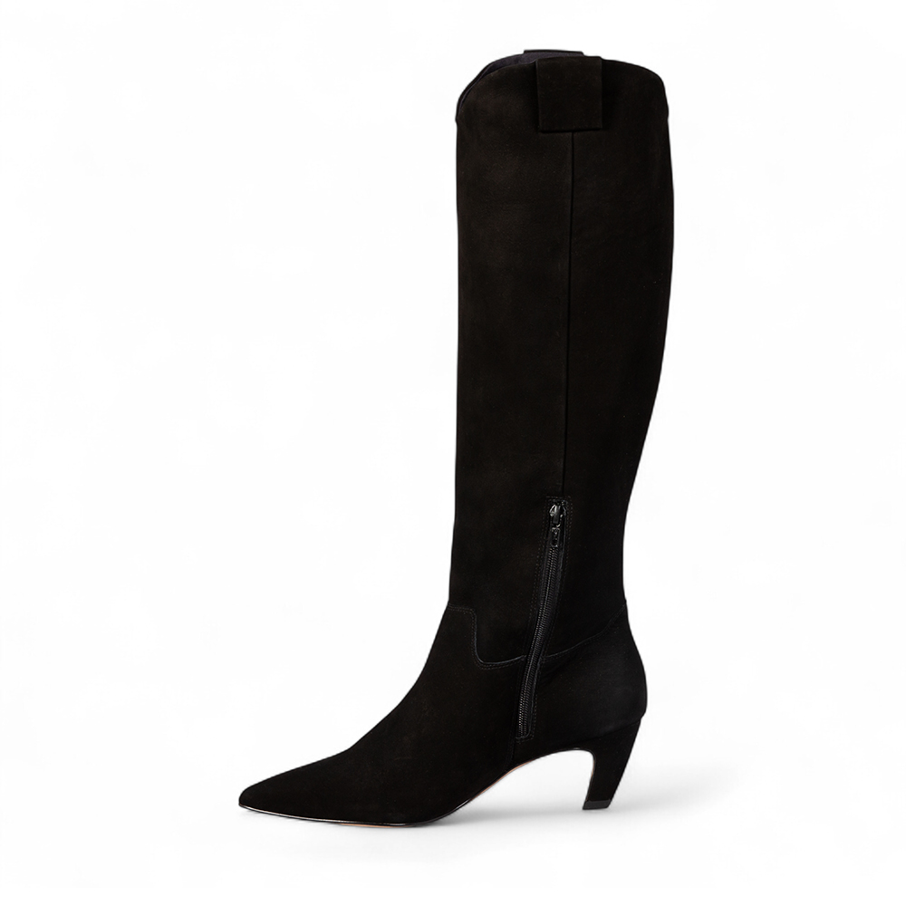 BOTA CANO LONGO PRETA DE COURO NOBUCK image number 2