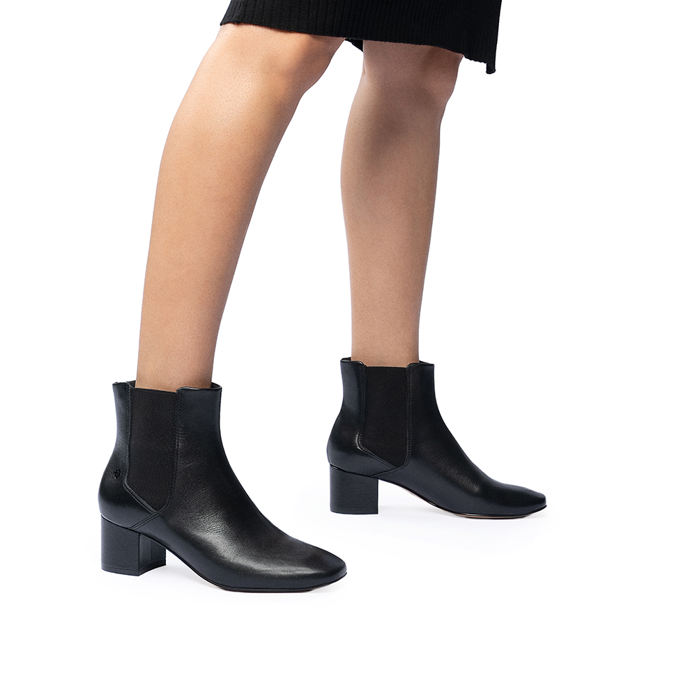 BOTA SALTO BLOCO PRETA DE COURO image number 1