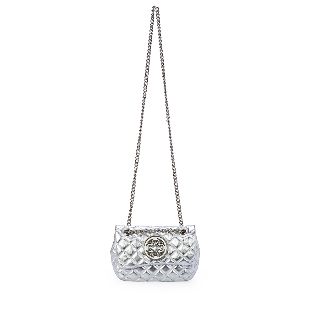 BOLSA PEQUENA PRATA METALIZADA DE COURO MINI OL&Iacute;VIA image number 1