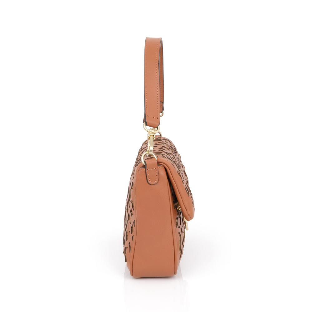 BOLSA COURO CARAMELO SHOULDER AL&Ccedil;A CORRENTE image number 1