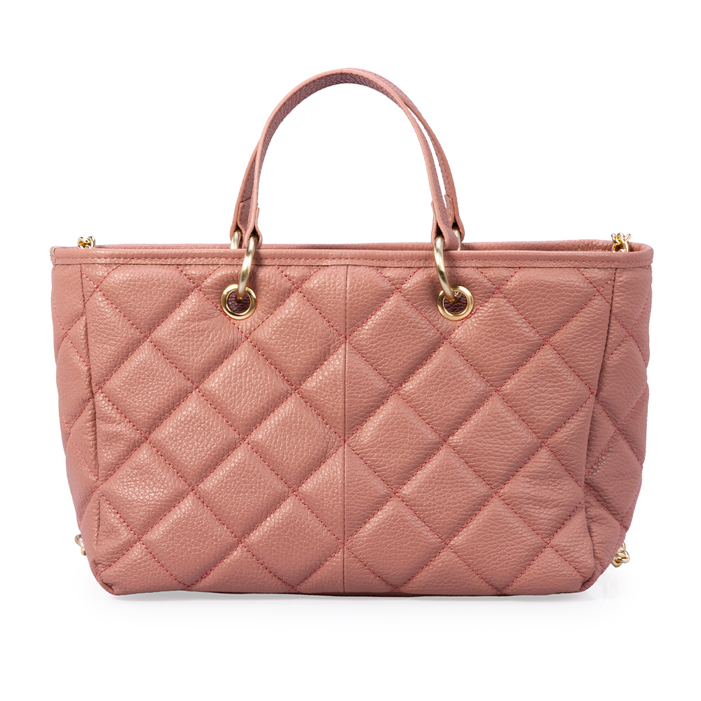 BOLSA TOTE ROSA MALVA DE COURO MATELASS&Ecirc; image number 2