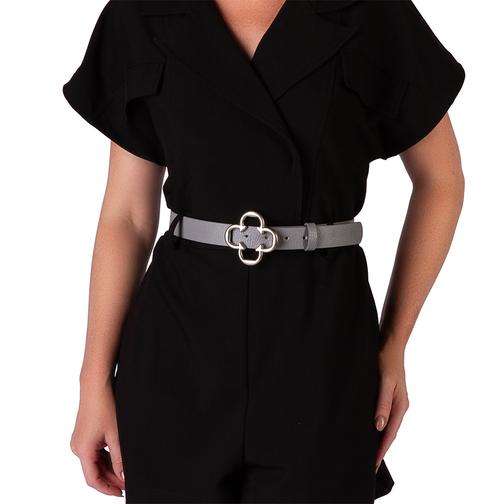 CINTO FEMININO CINZA DE COURO image number 1