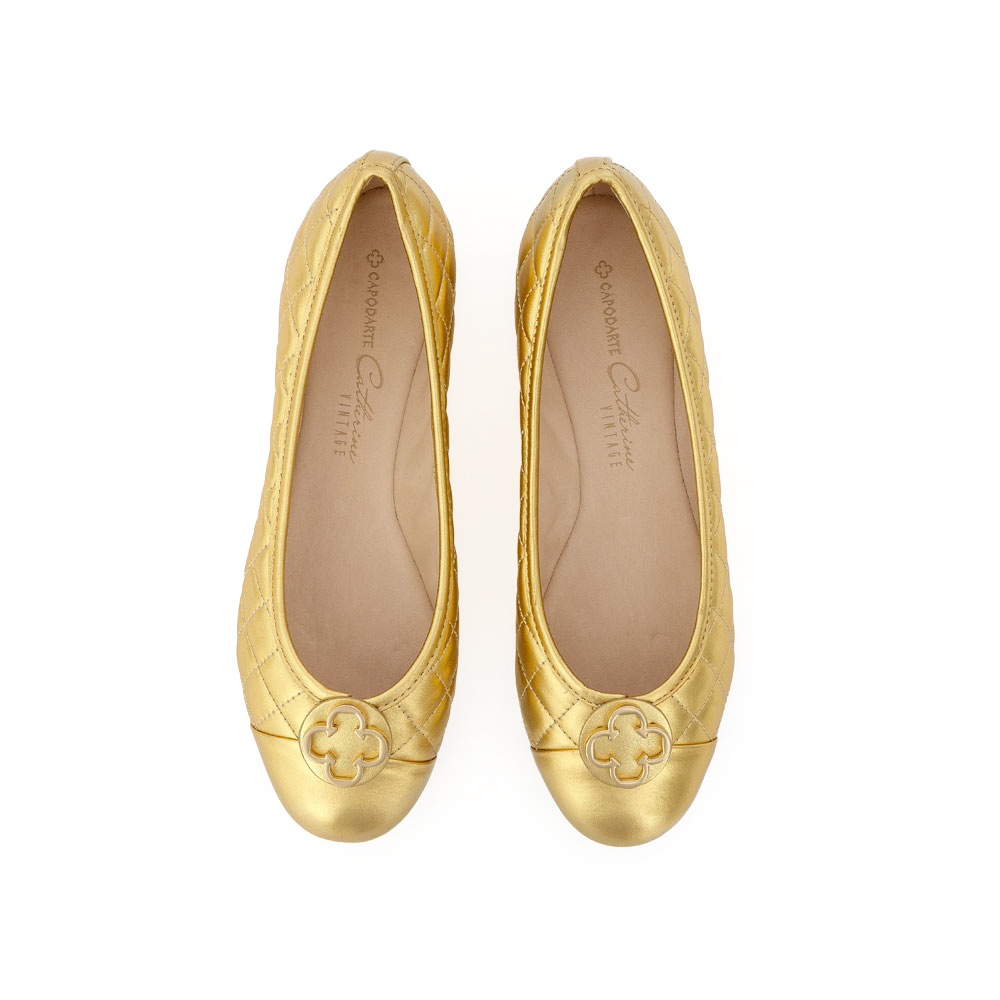 SAPATILHA CATHERINE VINTAGE DOURADA METALIZADA DE COURO MATELASS&Ecirc; image number 4