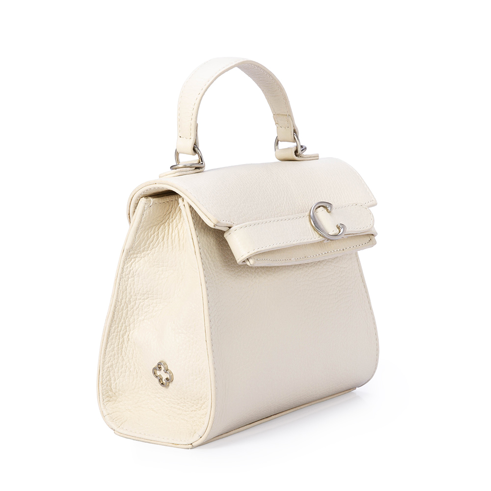BOLSA PEQUENA BEGE VANILLA DE COURO TOTE image number 3