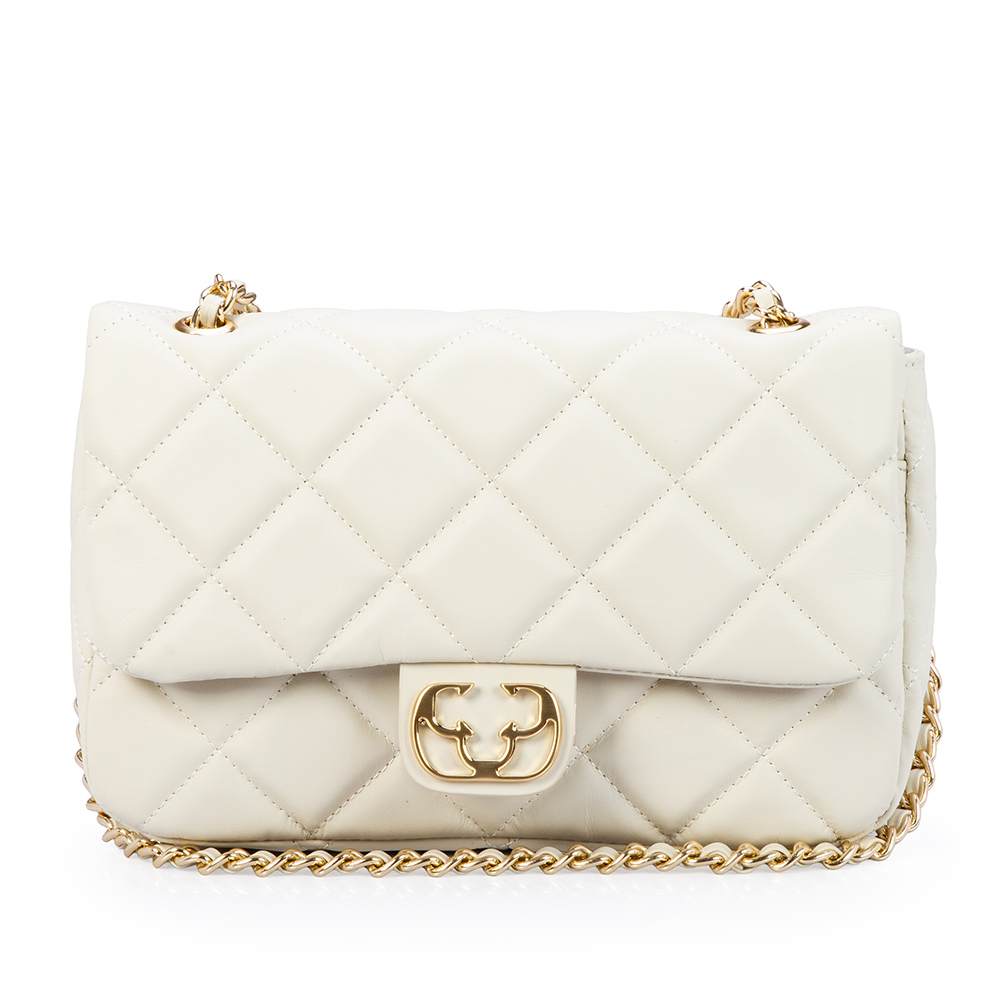 BOLSA BRANCA DUNA DE COURO MATELASS&Ecirc; AL&Ccedil;A CORRENTE image number 3