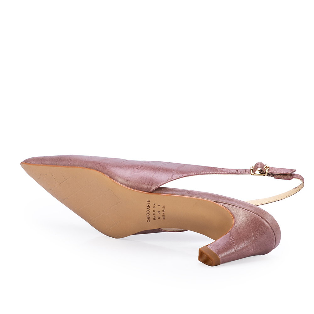 SCARPIN SLINGBACK ROSE SALTO BAIXO COURO image number 3