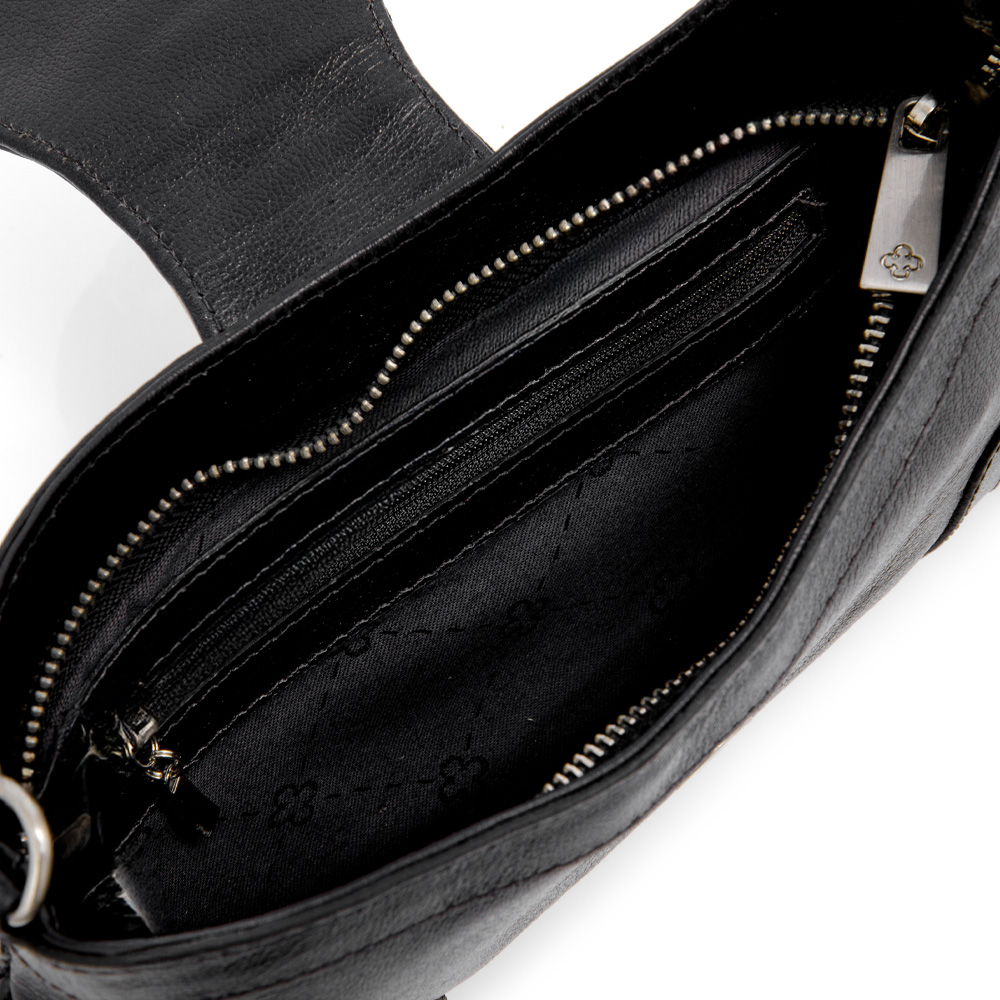 BOLSA BAGUETE PRETA DE COURO image number 4