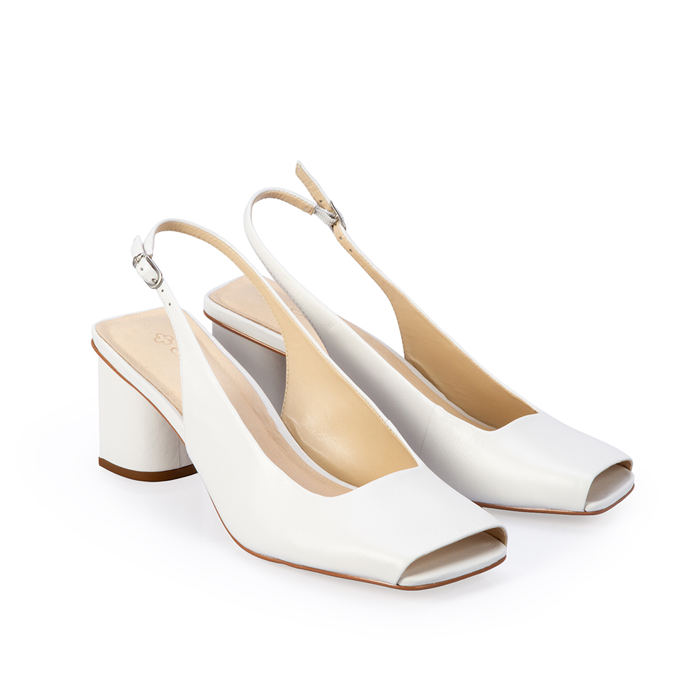 PEEP TOE BRANCO COURO SALTO BLOCO image number 1