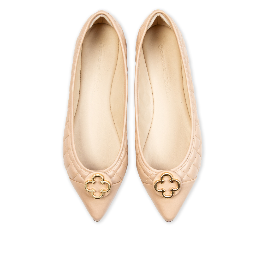 SAPATILHA CATHERINE BICO FINO NUDE SEDA DE COURO MATELASS&Ecirc; image number 4