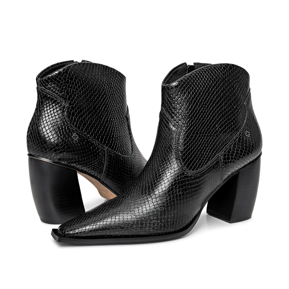 BOTA CANO CURTO PRETA DE COURO SERPENTE image number 4