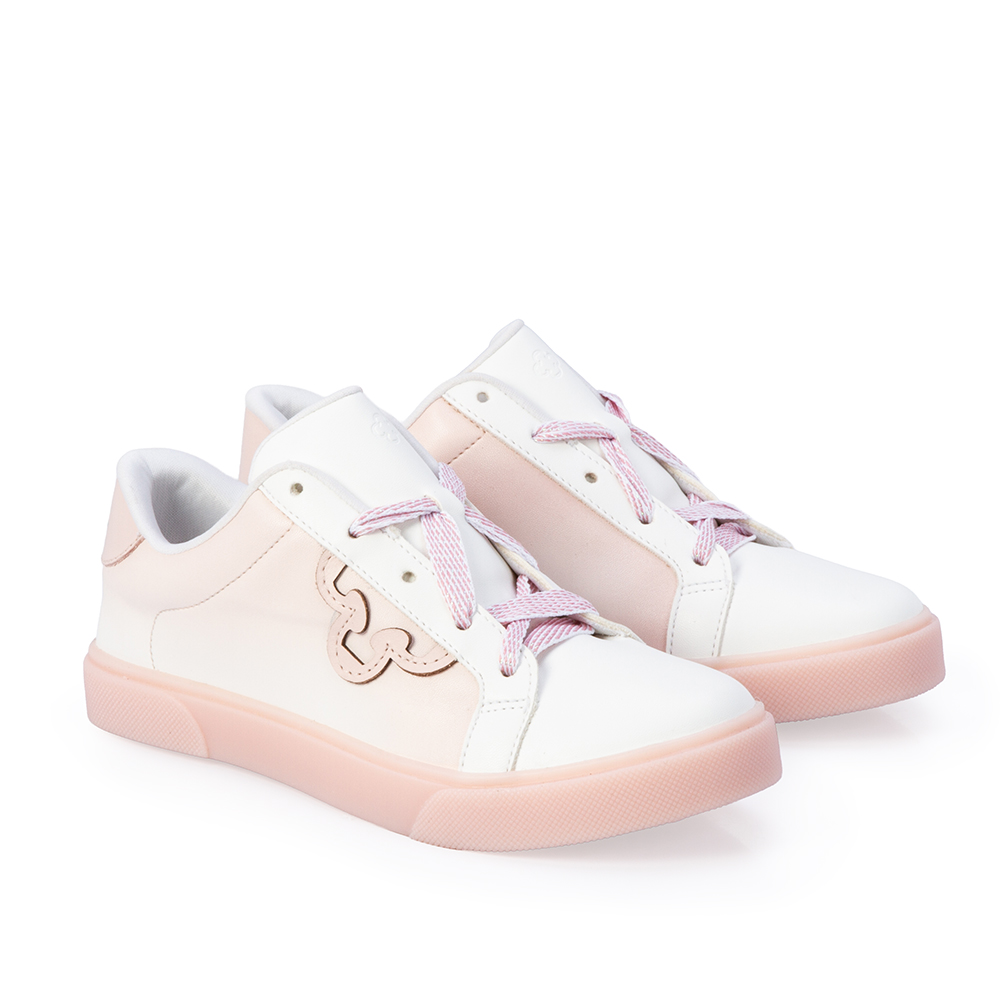 T&Ecirc;NIS INFANTIL BRANCO E ROSA PE&Ocirc;NIA AMARRA&Ccedil;&Atilde;O image number 1