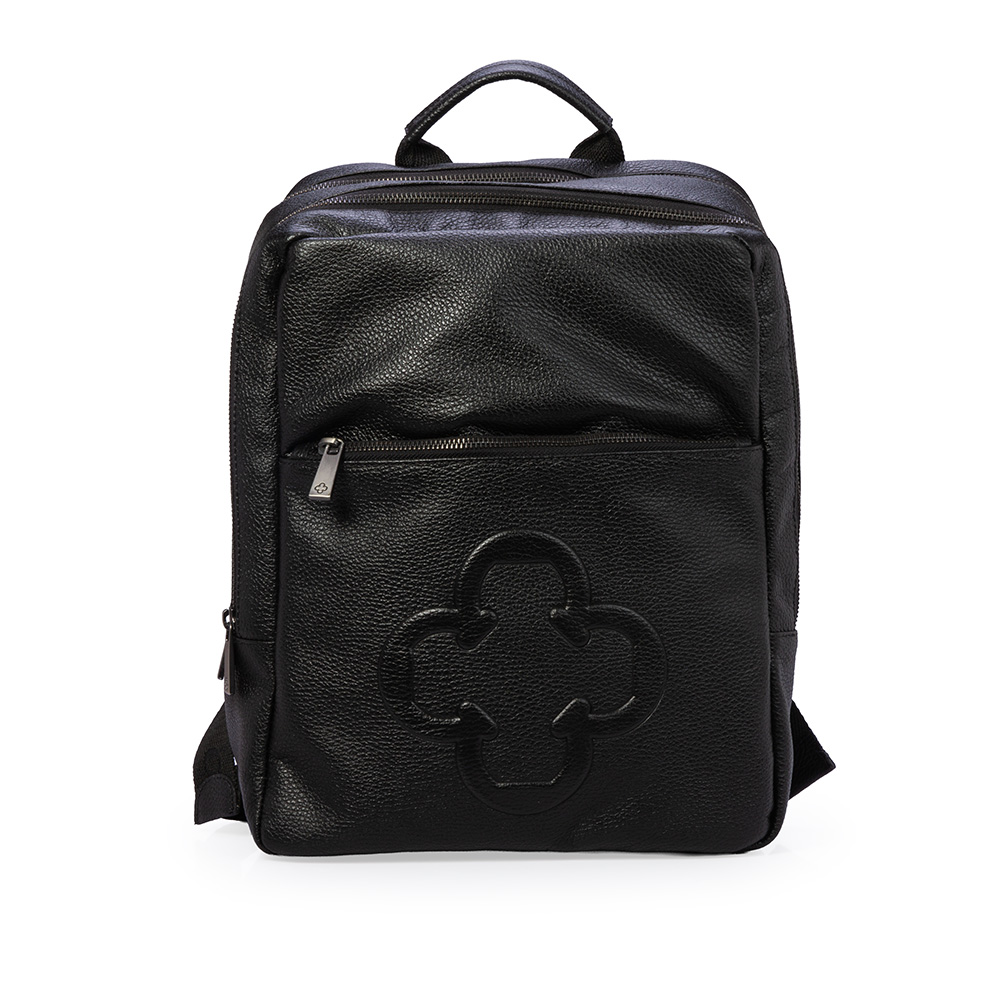 MOCHILA FEMININA PRETA DE COURO image number 1