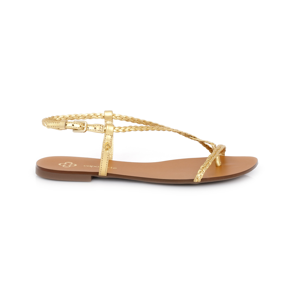 SANDÁLIA RASTEIRA DOURADA COURO TRANÇADA image number 0