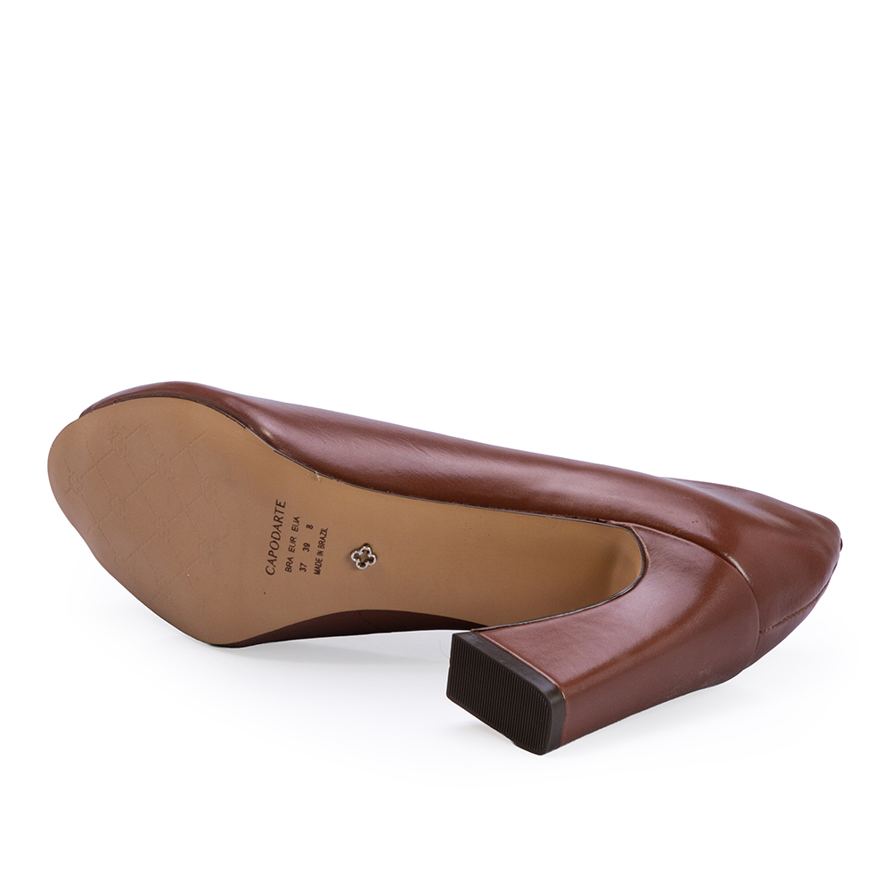 PEEP TOE MARROM &Eacute;BANO DE COURO SALTO ALTO image number 3