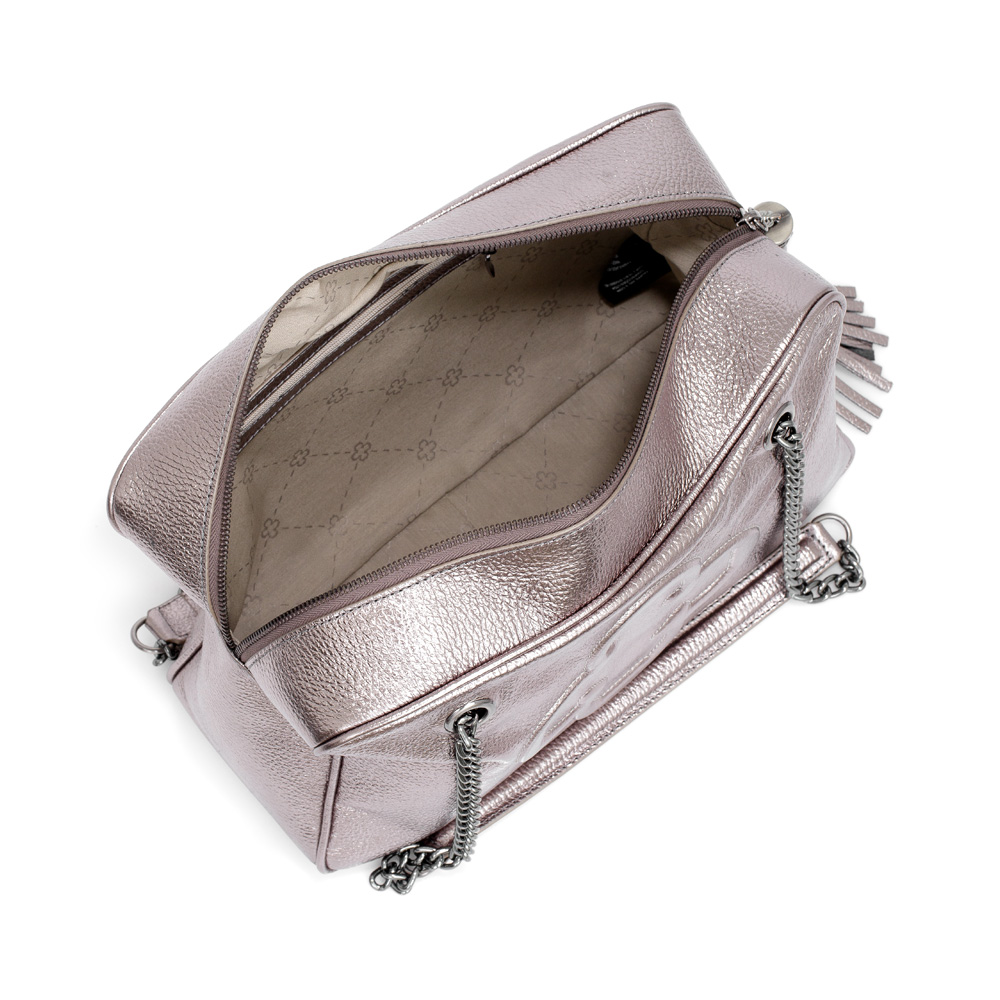 BOLSA SHOPPER CINZA PEWTER DE COURO image number 4