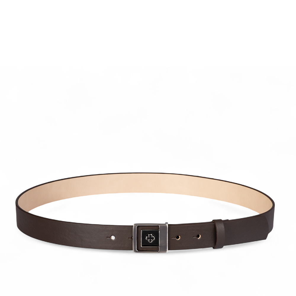 CINTO FEMININO MARROM DE COURO FIVELA QUADRADA image number 1