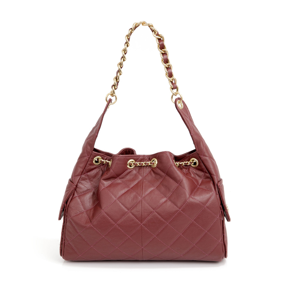 BOLSA SHOPPER BORDÔ DE COURO MATELASSÊ COM ALÇA CORRENTE image number 2