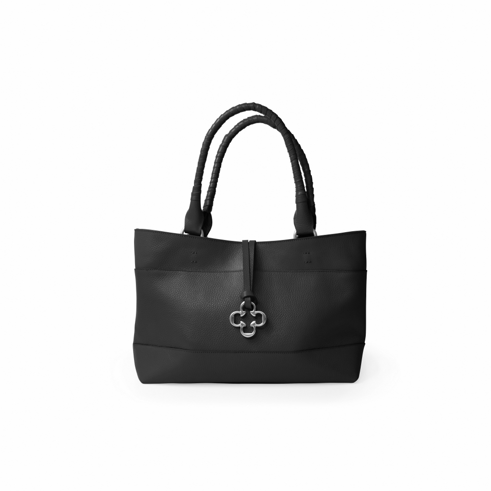 BOLSA GRANDE PRETA DE COURO SHOPPER image number 0