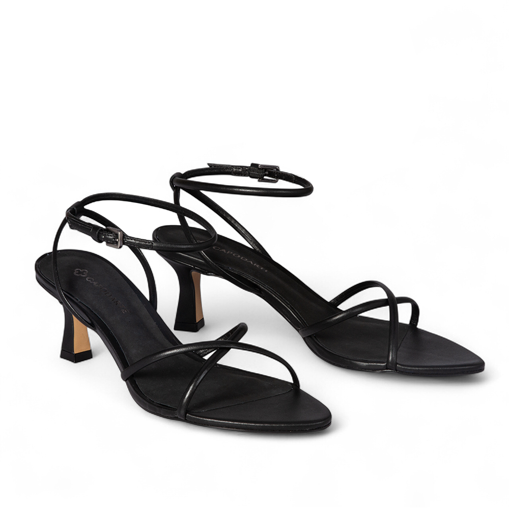 SAND&Aacute;LIA SALTO M&Eacute;DIO PRETA DE COURO image number 1