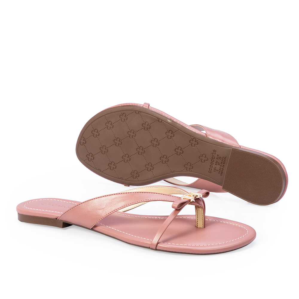 CHINELO RASTEIRO ROSA MALVA DE COURO LA&Ccedil;O image number 3