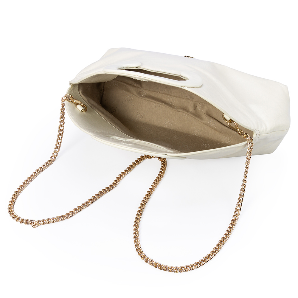 BOLSA CLUTCH BRANCA DUNA DE COURO COM AL&Ccedil;A CORRENTE image number 4