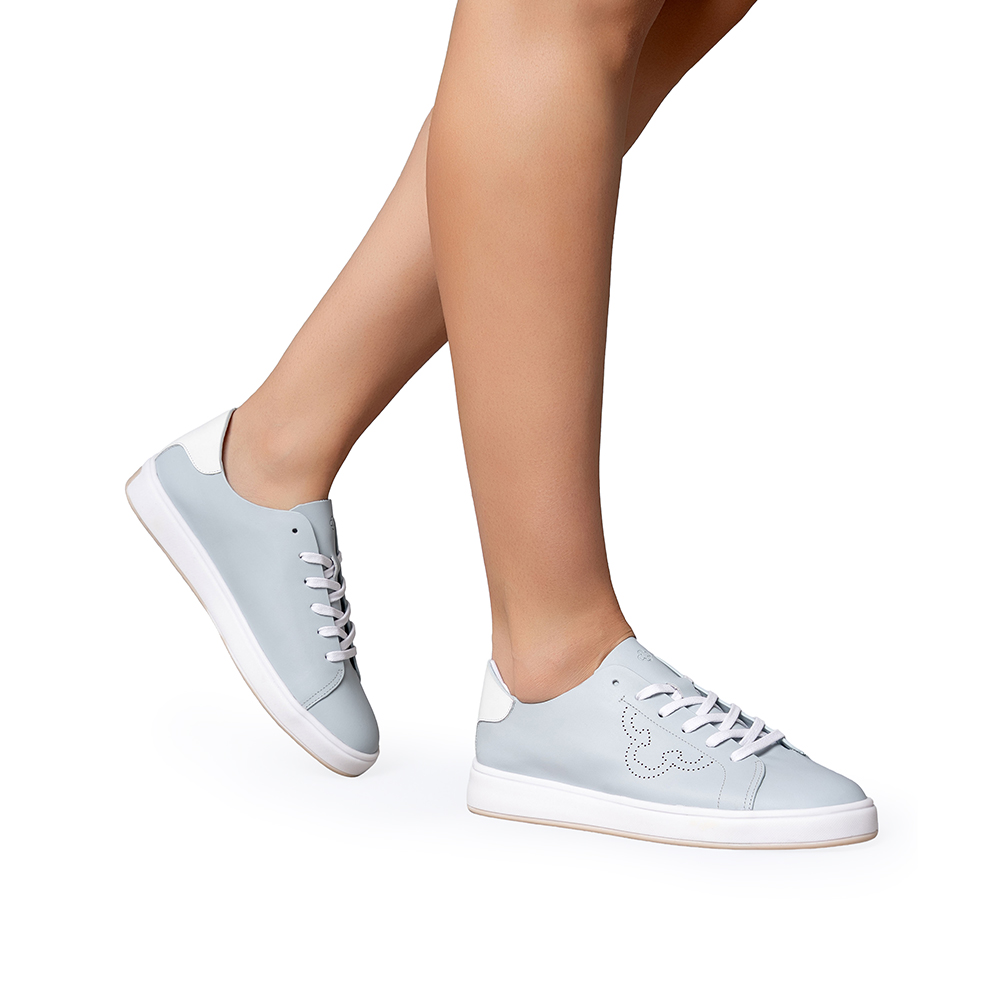 T&Ecirc;NIS CASUAL BRANCO E AZUL COURO AMARRA&Ccedil;&Atilde;O FEMININO image number 1