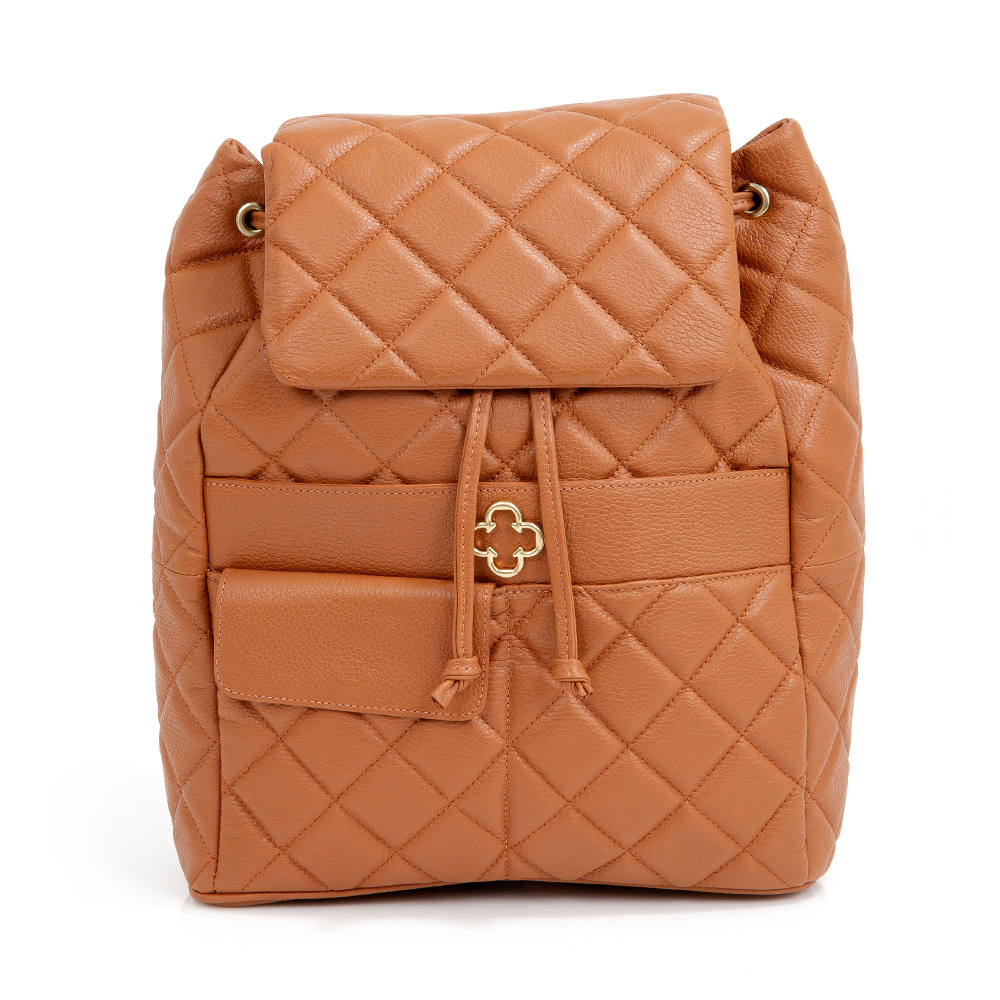 MOCHILA FEMININA CARAMELO DE COURO BACK PACK image number 0