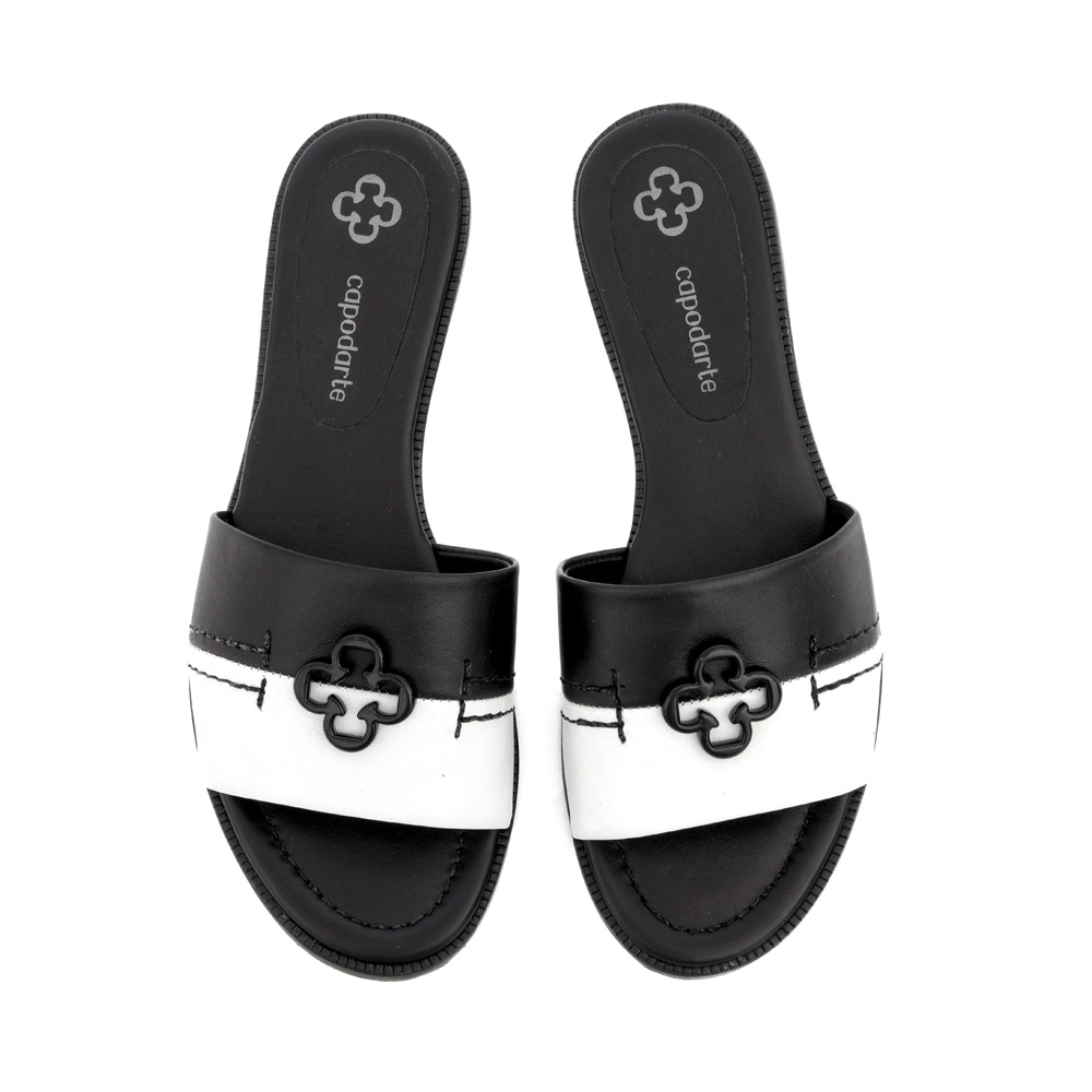 CHINELO PRETO E BRANCO RASTEIRA COURO image number 4