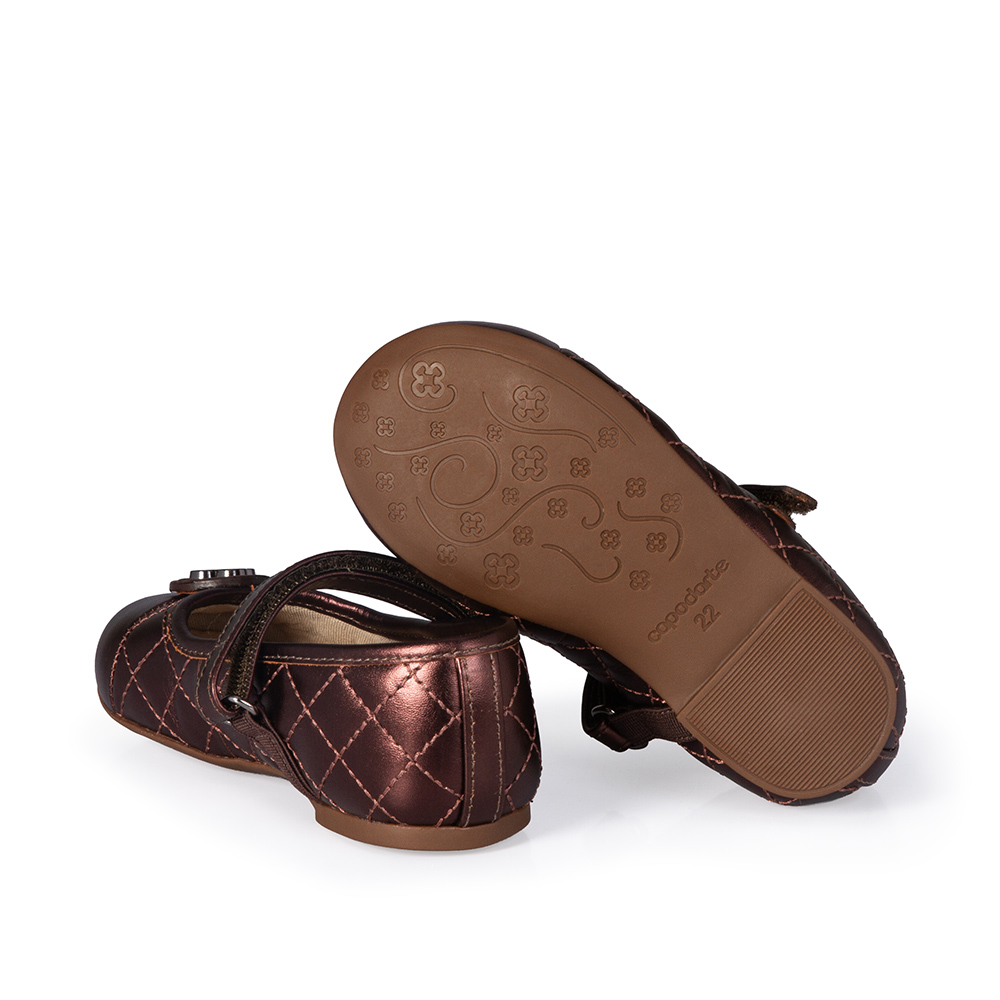 SAPATILHA BEB&Ecirc; MARROM MATELASS&Ecirc; DE COURO COM VELCRO CATHERINE image number 3