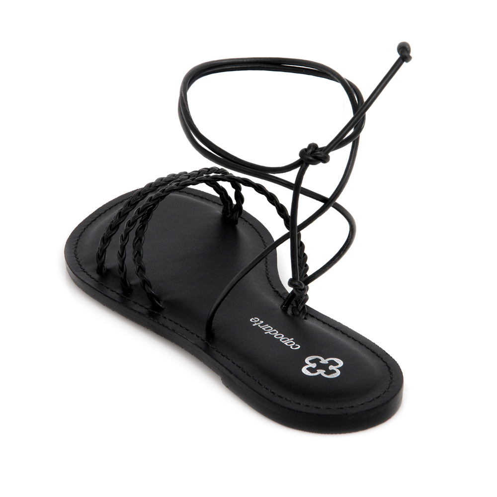 SANDÁLIA RASTEIRA PRETA AMARRAÇÃO TRANÇADA image number 2