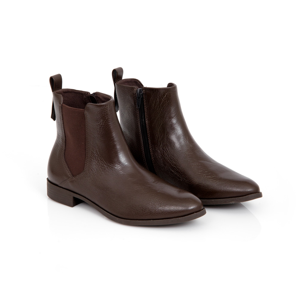 BOTA MARROM CANO CURTO DE COURO image number 1