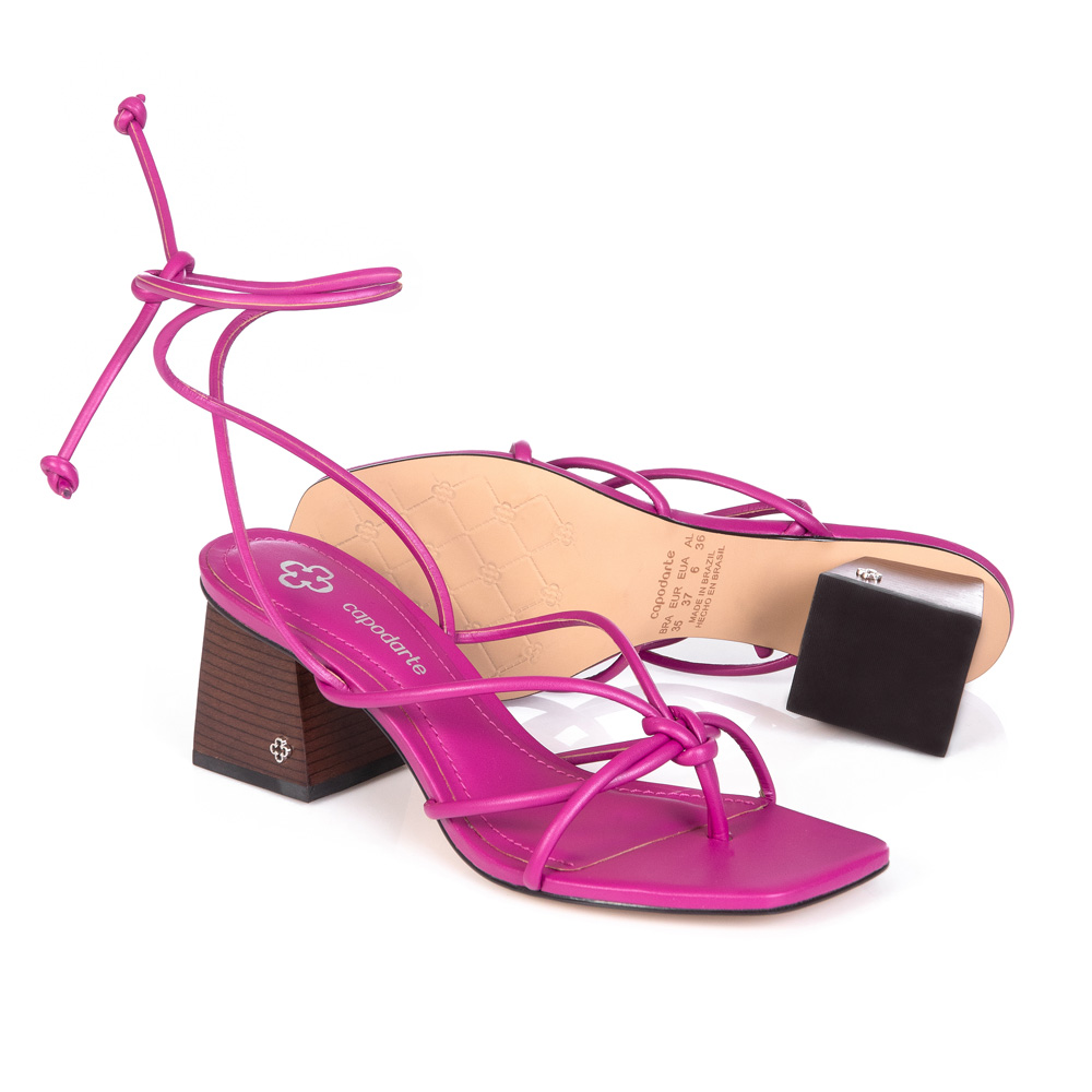 SANDÁLIA SALTO BLOCO ROSA JASMIN AMARRAÇÃO image number 3