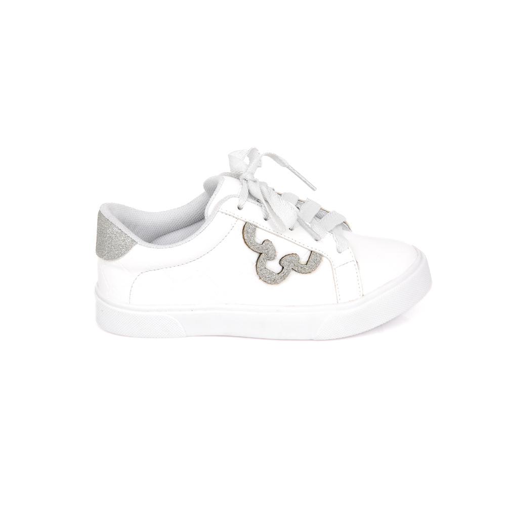 TÊNIS INFANTIL BRANCO E PRATA MONOGRAMA AMARRAÇÃO image number 0