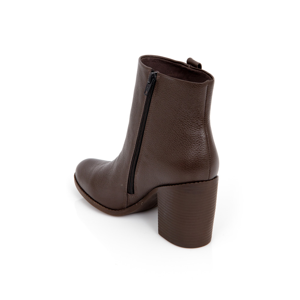 BOTA SALTO BLOCO MARROM DE COURO image number 2