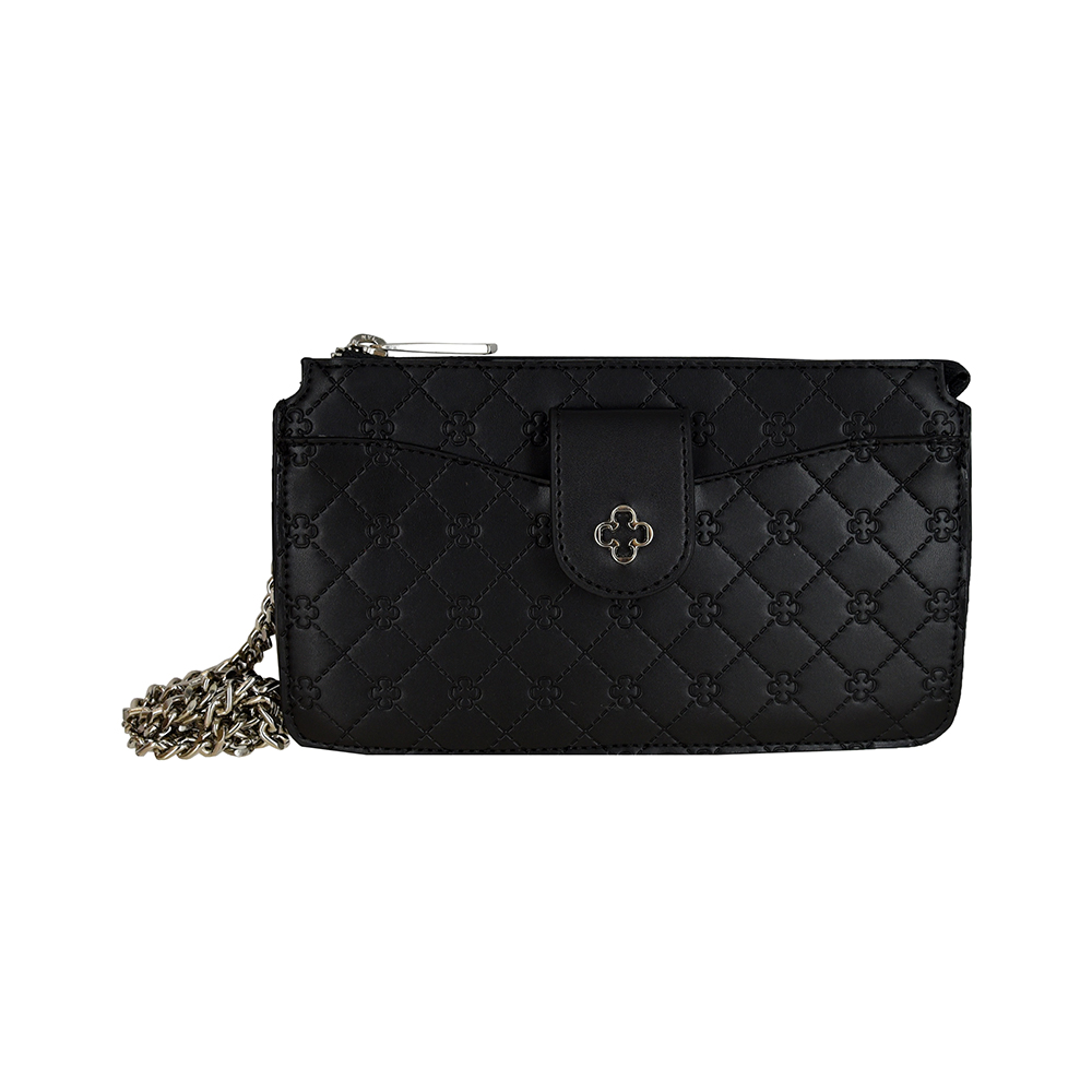 BOLSA PEQUENA PRETA MONOGRAMA ALÇA CORRENTE image number 0