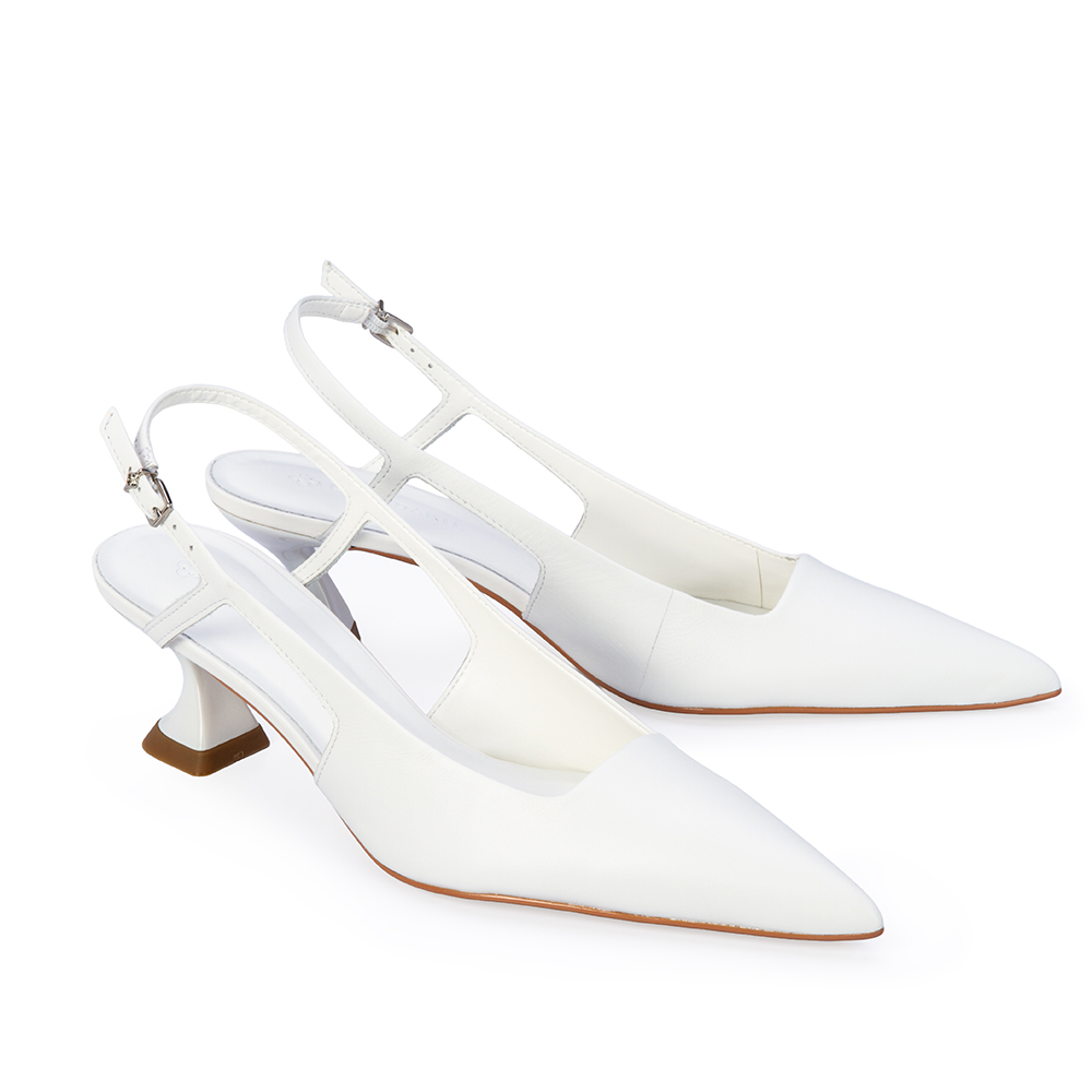 SCARPIN SALTO M&Eacute;DIO COURO BRANCO image number 2