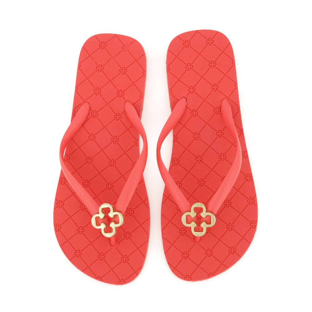 CHINELO DE DEDO MONOGRAMA VERMELHO HIBISCO LOGO DOURADO image number 4