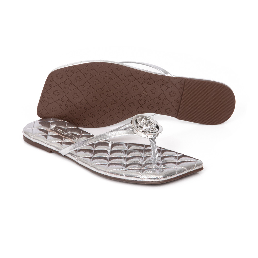CHINELO PRATA BICO QUADRADO MATELASSÊ image number 3